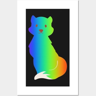 Colourful fox pattern - Rainbow Posters and Art